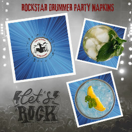 シンバルクラシンブルードラマー誕生日パーティナプキンス スタンダードカクテルナプキン
