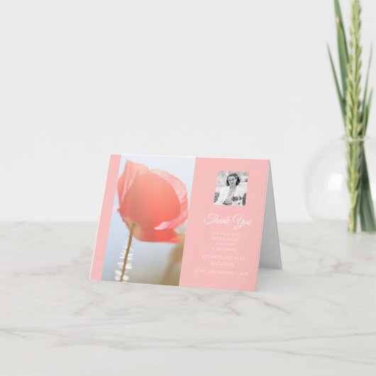 シンパシー お礼 エレガントな赤いポピー サンキューカード (正面)