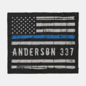 シンパーソナライズされたブルーライン警察フリースブランケット フリースブランケット (正面(横))