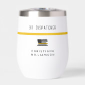 シンパーソナライズされた金ゴールド線フラグ911ディスパッチャ (正面)