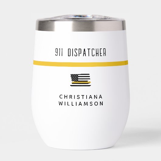 シンパーソナライズされた金ゴールド線フラグ911ディスパッチャ (正面)