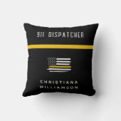 シンパーソナライズされた金ゴールド線フラグ911ディスパッチャ クッション (裏面)