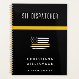 シンパーソナライズされた金ゴールド線フラグ911ディスパッチャ プランナー手帳