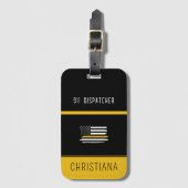 シンパーソナライズされた金ゴールド線フラグ911ディスパッチャ ラゲッジタグ (正面縦)