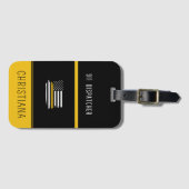 シンパーソナライズされた金ゴールド線フラグ911ディスパッチャ ラゲッジタグ (正面横)