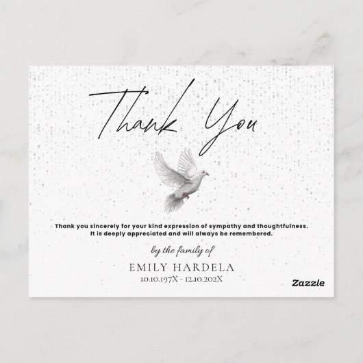 シンフエレガントァティサンキューカード – 水彩鳩 ポストカード (裏面)
