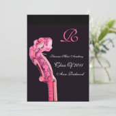 シンフォニア クラシック音楽 卒業 モノグラム ピンク 招待状 (スタンド正面)