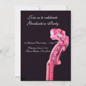 シンフォニア クラシック音楽 卒業 モノグラム ピンク 招待状 (裏面)