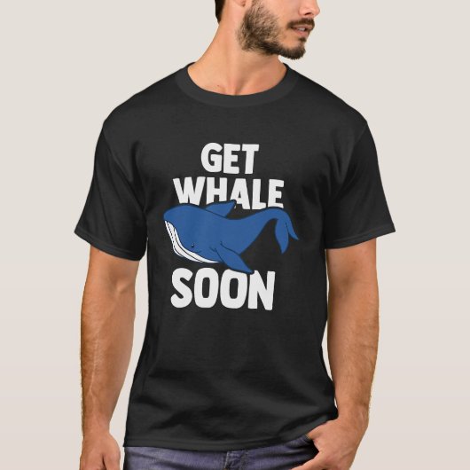 シンブルーホエール海洋哺乳類とホエールウォッチング Tシャツ (正面)