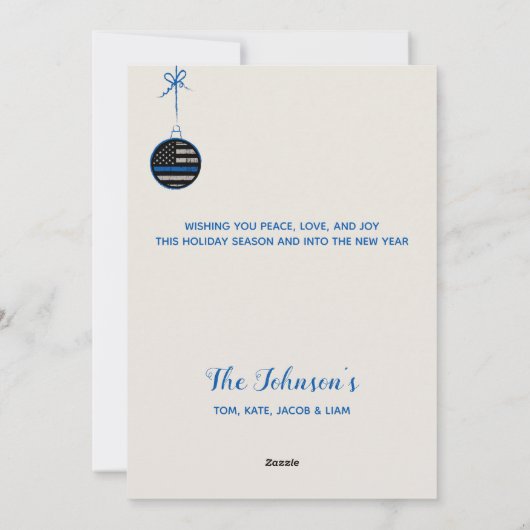 シンブルーラインクリスマス – 警察家族 シーズンカード (裏面)