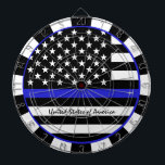 シンブルーラインダーツ&アメリカ国旗の警察/アメリカ ダーツボード<br><div class="desc">ダーツボード：薄いブルーライン&アメリカ国旗（アメリカ） – 強制/警察テーマ – 私の国、愛国者/スポーツファンを愛する</div>