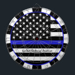 シンブルーラインダーツ&アメリカ国旗の警察/アメリカ ダーツボード<br><div class="desc">ダーツボード：薄いブルーライン&アメリカ国旗（アメリカ） – 強制/警察テーマ – 私の国、愛国者/スポーツファンを愛する</div>