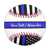 シンブルーラインパーソナライズされた&フラッグポリス/アメリカ 野球ボール (裏面)