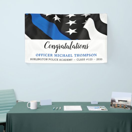 シンブルーラインフラッグ卒業警察パーティー 横断幕 (トレードショー)