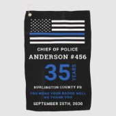 シンブルーラインフラッグ警察パーソナライズされたの退職 ゴルフタオル (正面)