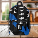 シンブルーラインモノグラムパーソナライズされた警察 プリントバックパック<br><div class="desc">私たちのシンブルーラインフラッグのバックパックを紹介する、私たちの勇敢な法執行役員のためのあなたのサポートを示すのに最適な方法。このバックパックは、細い青い線と星とストライプモダンを特徴とするツイストでアメリカの旗を誇らしげに表示する。警察官や子供、あるいは愛国心を示したいと思う人に最適な贈り物だ。この警察のバックパックはスタイリッシュだけでなく、実用的である。学校やハイキング、その他の屋外アクティビティに最適なスペースで、すべての必需品を保持できる。材料高品質は、日々の使用で来も、何年も続く。あなたは警察官が自分自身を見たり、単に私たちの国に奉仕する人々のためにあなたのサポートを示したいかどうか保護、この薄いブルーラインのフラグのバックパックは完璧な選択である。なぜ待つ？今すぐ手に入れ、私たちの国と私たちが安全な男性と女性に対する愛保を示しなさい。</div>
