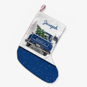 シンブルーラインヴィンテージブルートラック警察部 スモールクリスマスストッキング (正面 (吊り時))