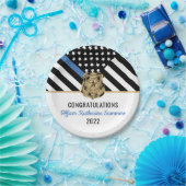 シンブルーライン国旗おめでとう警察卒業 ペーパープレート (パーティー)