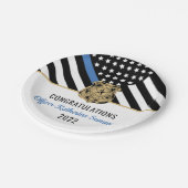 シンブルーライン国旗おめでとう警察卒業 ペーパープレート (アングル)