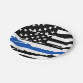 シンブルーライン旗法執行警察パーティー ペーパープレート (アングル)