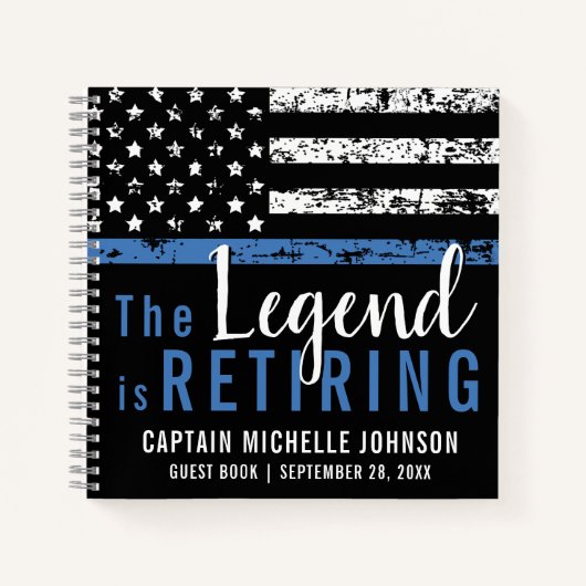 シンブルーライン旗警察の退職ゲストブック ノートブック (正面)