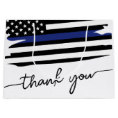 シンブルーライン旗警察官ありがとう ラージペーパーバッグ (正面)