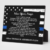 シンブルーライン警パーソナライズされた察官祈りの言葉 フォトプラーク (側面)
