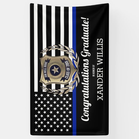 シンブルーライン警察アカデミー卒業パーティー 横断幕 (縦)