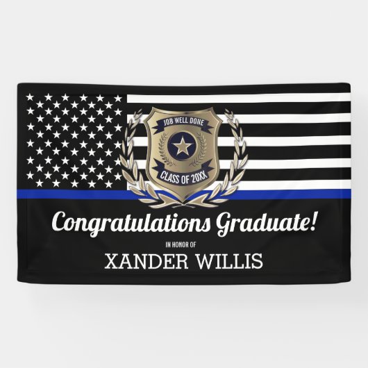 シンブルーライン警察アカデミー卒業パーティー 横断幕 (横)