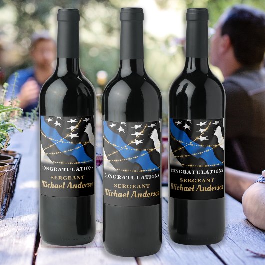 シンブルーライン警察パーティー金ゴールドおめでとう ワインラベル