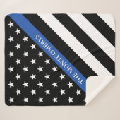 シンブルーライン警察旗モノグラム名 シェルパブランケット (正面(横))