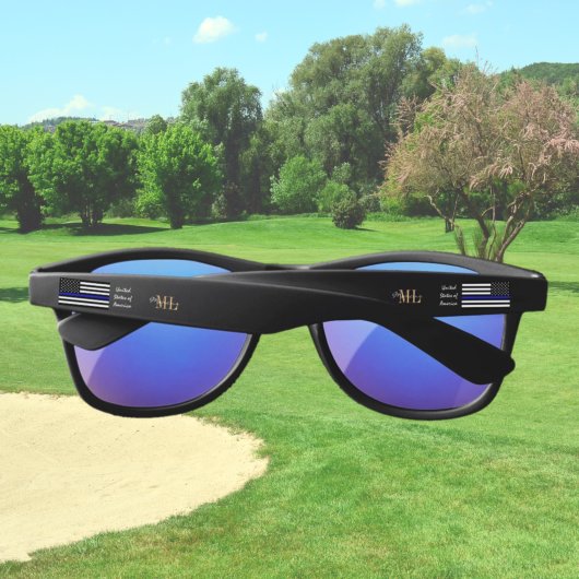 シンブルーライン&アメリカ国旗の警察/アメリカ将校 サングラス