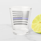 シンブルーライン&アメリカ国旗の警察/米国事務所 ショットグラス (裏面)