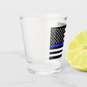 シンブルーライン&アメリカ国旗の警察/米国事務所 ショットグラス (左)