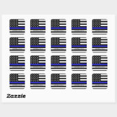 シンブルーライン&アメリカ国旗の警察/米国事務所 スクエアシール (シート)