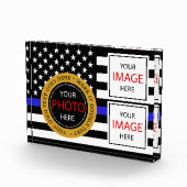 シンブルーライン&アメリカ国旗の警察/米国事務所 フォトブロック (右)