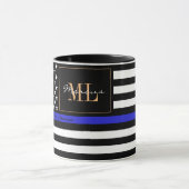 シンブルーライン&アメリカ国旗の警察/米国事務所 マグカップ (中央)