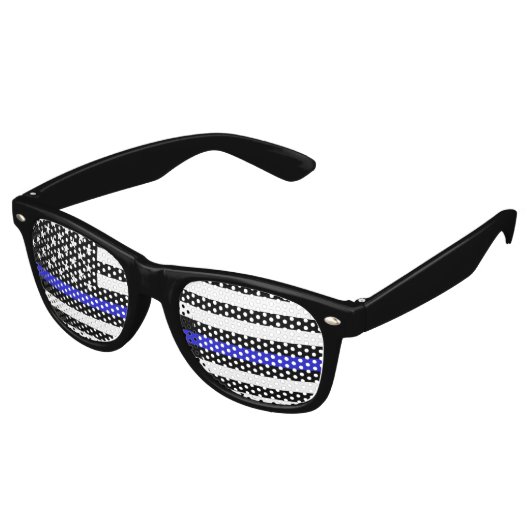 シンブルーライン&アメリカ国旗の警察/米国事務所 レトロサングラス (アングル)
