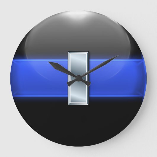 シンブルーライン – シルバー中尉バー ラージ壁時計 (正面)
