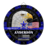 シンブルーライン、ダーツ&アメリカ国旗の警察/アメリカ ダーツボード (正面)