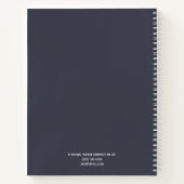 シンプエレガントリー・ネービー・ブパーソナライズされたルーモダン ノートブック (裏面)