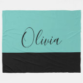 シンプエレガントルティール(緑がかった色)(黒トリム付きパーソナライズされた) フリースブランケット (正面(横))