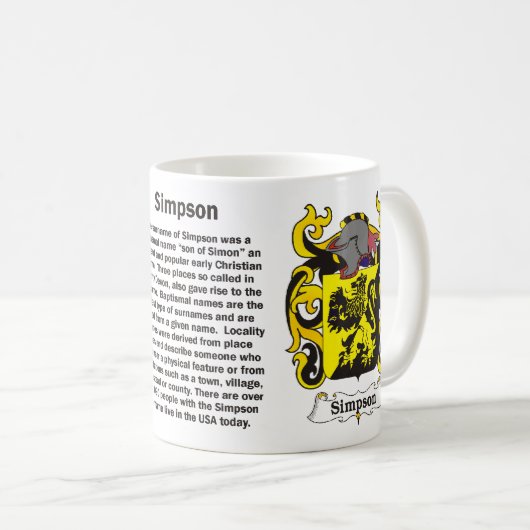シンプソンの家紋のマグ コーヒーマグカップ (正面右)