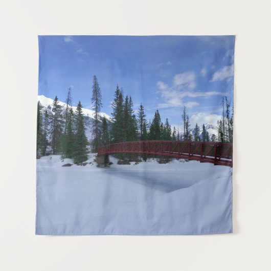 シンプソン川のトレールヘッドコオテネイ川での雪 タペストリー (正面)