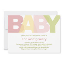 シンプモダンリーベビーシャワー招待状-ガール