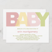 シンプモダンリーベビーシャワー招待状-ガール 招待状 (正面/裏面)