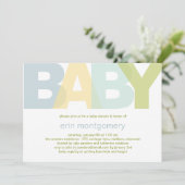 シンプモダンリーベビーシャワー招待状-ボーイ 招待状 (スタンド正面)