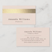 シンプリーシックゴールドフォイルオンストライプ赤面ピンク 名刺 (正面/裏面)