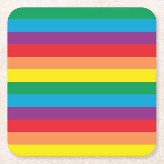 シンプリーレインボーパターン スクエアペーパーコースター (正面)