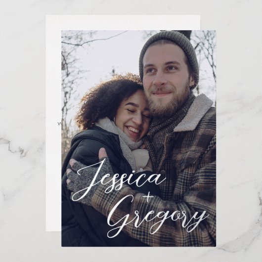 シンプリー ネームズ セーブ ザ デート 箔招待状 (正面/裏面)